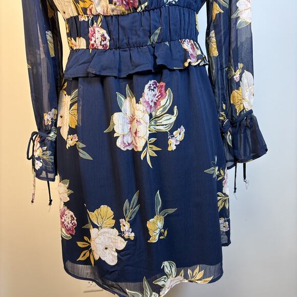 Babydoll Dress Baby Floral S Boho Romantic Long Sleeve Ruffle Waist - Picture 5 of 16